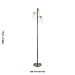 First Choice Lighting Panton - Antique Brass 150Cm Floor Lamp With Frosted Glass Shades - thumbnail 4