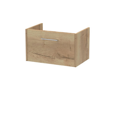 Hudson Reed Juno 600mm Wall Hung Single Drawer Unit-Autumn Oak - image 1