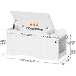 Storage Chest Trunk 100 X 40 X 48 Cm Toy Chests Toy Box Organizer White - thumbnail 2