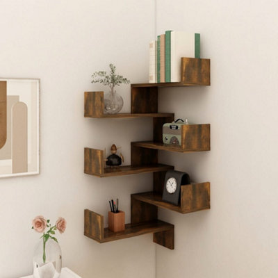 Berkfield Wall Corner Shelves 2 Pcs Smoked Oak 40X40X50 Cm Engineered Wood - image 1