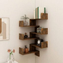 Berkfield Wall Corner Shelves 2 Pcs Smoked Oak 40X40X50 Cm Engineered Wood - thumbnail 1