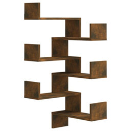 Berkfield Wall Corner Shelves 2 Pcs Smoked Oak 40X40X50 Cm Engineered Wood - thumbnail 2