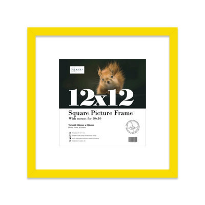 "12X12"" Yellow Picture Frame - 12X12"" Square Frame With 10X10"" Mount For 12X12""/10X10"" Pictures Moderrn Style Thin Edge, 1 Pack" - image 1