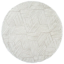 Livabliss Round Cloudy Shaggy-Geometric Beige Grey Soft Plush Pile Living Bedroom Rug 120 X 120 Cm Easy Care, Non Shedding - thumbnail 1