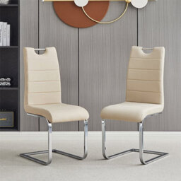 Furniture in Fashion Petra Taupe Faux Leather Dining Chairs In Pair