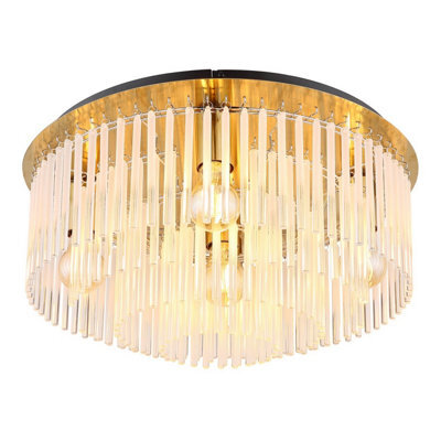 Luminosa Lighting Luminosa Gorley Ceiling Light Gold Colours Matt Opal Glass Shade 5X E27 - image 1