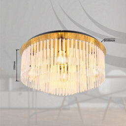 Luminosa Lighting Luminosa Gorley Ceiling Light Gold Colours Matt Opal Glass Shade 5X E27 - thumbnail 5