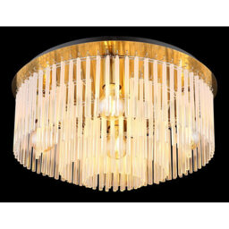 Luminosa Lighting Luminosa Gorley Ceiling Light Gold Colours Matt Opal Glass Shade 5X E27 - thumbnail 3