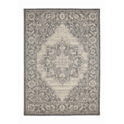 Melrose County Sisal Inspired Traditional Medallion Large Grey Non-Slip Area Runner Rug 160/225Cm - thumbnail 5