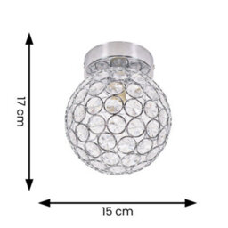 Valuelights Ella Silver Chrome Sphere Globe Design Acrylic Jewel Ceiling Light Fitting For Hallway Bedroom - Led Bulb Included - thumbnail 5