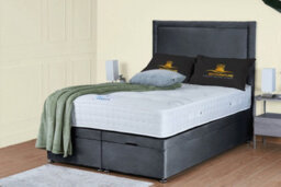 UKBEDFURNITURE Hanna Plush Steel End Opening Divan Ottoman Bed With 54 Inch Headboard & 10 Inch Orthopaedic Mattress