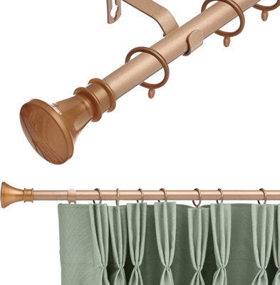 Lister Cartwright 19 mm Extendable Metal Curtain Pole Rods - Bronze (Bell Finials, 120-210 Cm) - image 1