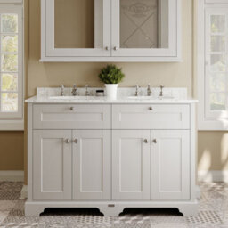 Hudson Reed Floor Standing 4 Door Traditional Vanity Unit With 3 Tap Hole Grey Marble Double Basin, Timeless Sand, 1220 X 470 mm - thumbnail 2