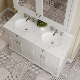 Hudson Reed Floor Standing 4 Door Traditional Vanity Unit With 3 Tap Hole Grey Marble Double Basin, Timeless Sand, 1220 X 470 mm - thumbnail 3