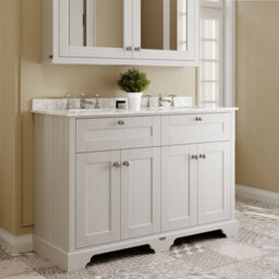 Hudson Reed Floor Standing 4 Door Traditional Vanity Unit With 3 Tap Hole Grey Marble Double Basin, Timeless Sand, 1220 X 470 mm - thumbnail 4