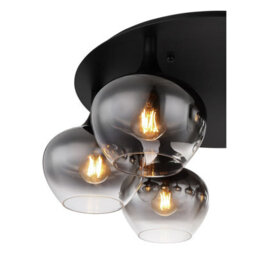 Luminosa Lighting Luminosa Maxy Globe Ceiling Light Matt Black Smoke Glass Shade 6X E27 - thumbnail 3