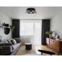 Luminosa Lighting Luminosa Maxy Globe Ceiling Light Matt Black Smoke Glass Shade 6X E27 - thumbnail 4