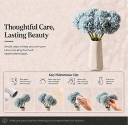 Amorly 24Pcs Artificial Pure Blue Ball Chrysanthemum Flowers Artificial Mums Flowers For Home Table Centerpiece Decor Silk Flowers - thumbnail 6