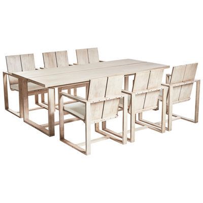 Beliani Garden Dining Set 6 Seater Azzanello Acacia Wood Off-White - image 1