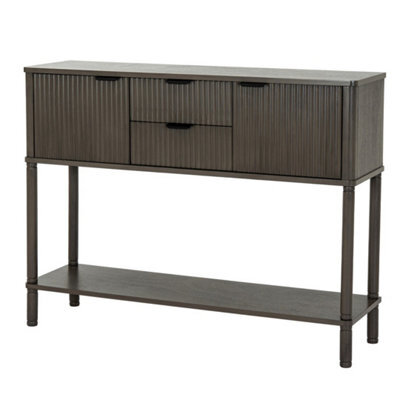 Hill Interiors Reed Collection 2 Drawer 2 Door Console Table - Wood - L30 X W106 X H80 Cm - Brown - image 1