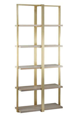 Orsina Oak Wood Shelf Unit With Gold Metal Frame,10-Compartment Shelving Unit,luxe Display Shelf,ideal For Library - image 1