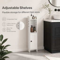 Levede Bathroom Cabinet Slim Corner Storage Adjustable Shelves Pb Mdf White - thumbnail 7