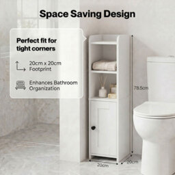 Levede Bathroom Cabinet Slim Corner Storage Adjustable Shelves Pb Mdf White - thumbnail 5
