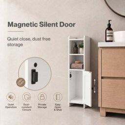 Levede Bathroom Cabinet Slim Corner Storage Adjustable Shelves Pb Mdf White - thumbnail 9