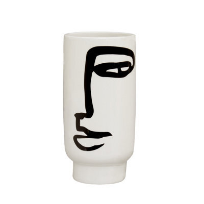 Orsina Lightweight Black And White Small Vase, Minimalist Ceramic Flower Vase, Robust Ceramic Vase For Flowers - image 1