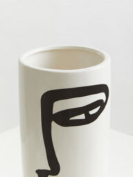Orsina Lightweight Black And White Small Vase, Minimalist Ceramic Flower Vase, Robust Ceramic Vase For Flowers - thumbnail 5