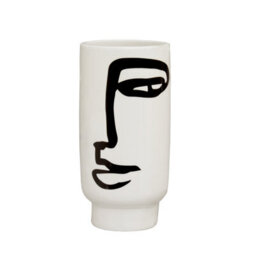 Orsina Lightweight Black And White Small Vase, Minimalist Ceramic Flower Vase, Robust Ceramic Vase For Flowers - thumbnail 1