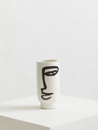 Orsina Lightweight Black And White Small Vase, Minimalist Ceramic Flower Vase, Robust Ceramic Vase For Flowers - thumbnail 3