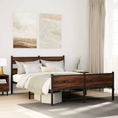 Berkfield Bed Frame Without Mattress Brown Oak 137X190 Cm Engineered Wood - image 1