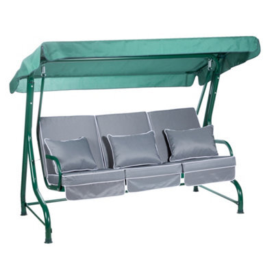 Alfresia Roma Green 3 Seater Swing Seat With Luxury Grey Cushions - image 1