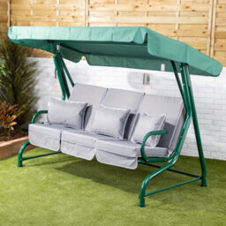 Alfresia Roma Green 3 Seater Swing Seat With Luxury Grey Cushions - thumbnail 2