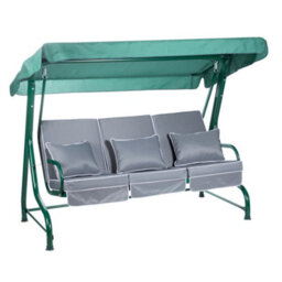 Alfresia Roma Green 3 Seater Swing Seat With Luxury Grey Cushions - thumbnail 1