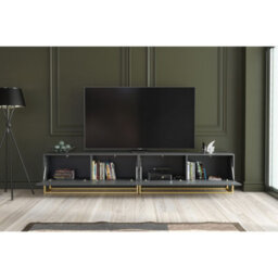 Tv Unit Ripple Duo 200Cm - Dark Grey With Fluted Doors - thumbnail 4