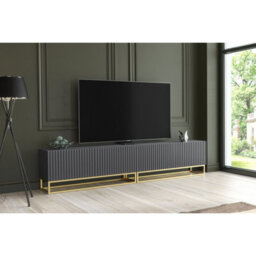 Tv Unit Ripple Duo 200Cm - Dark Grey With Fluted Doors - thumbnail 6