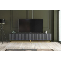 Tv Unit Ripple Duo 200Cm - Dark Grey With Fluted Doors - thumbnail 3