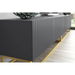 Tv Unit Ripple Duo 200Cm - Dark Grey With Fluted Doors - thumbnail 5
