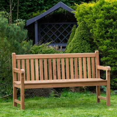 Garden Market Place The Garden Marketplace Solid Teak 3 Seater Garden Bench, Heavy Duty Hardwood Outdoor Seating - image 1