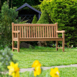 Garden Market Place The Garden Marketplace Solid Teak 3 Seater Garden Bench, Heavy Duty Hardwood Outdoor Seating - thumbnail 3