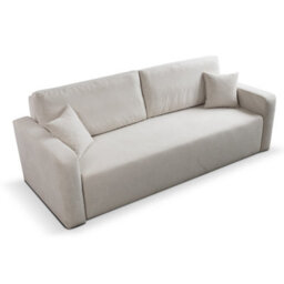 Furnishings For Less UK Mia 3 Seater Cream Cord Fabric Sofa Bed Full Back Versatile Pull Out Bed - thumbnail 2