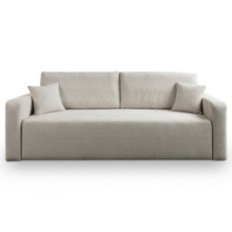 Furnishings For Less UK Mia 3 Seater Cream Cord Fabric Sofa Bed Full Back Versatile Pull Out Bed - thumbnail 1