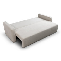 Furnishings For Less UK Mia 3 Seater Cream Cord Fabric Sofa Bed Full Back Versatile Pull Out Bed - thumbnail 3