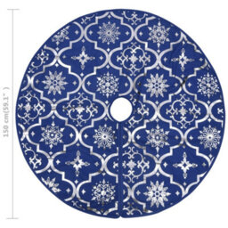 Berkfield Luxury Christmas Tree Skirt With Sock Blue 150 Cm Fabric - thumbnail 8