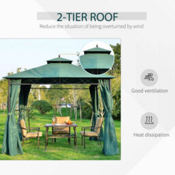 Outsunny 3 X 3M Metal Garden Gazebo Marquee Party Tent Canopy Pavilion Sidewalls - thumbnail 5