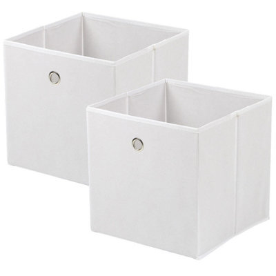 Taylor & Brown Set Of 2 Foldable Cube Storage Boxes With Handles, 30 X 30 X 30 Cm, Organiser For Home, Office, Nursery (White) - image 1