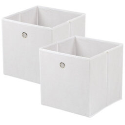 Taylor & Brown Set Of 2 Foldable Cube Storage Boxes With Handles, 30 X 30 X 30 Cm, Organiser For Home, Office, Nursery (White) - thumbnail 1