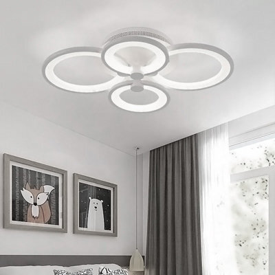 Living And Home Modern 4 Circular Led Semi Flush Ceiling Light Fixture For Nordic Decor 58Cm, Cool White 54 W - image 1
